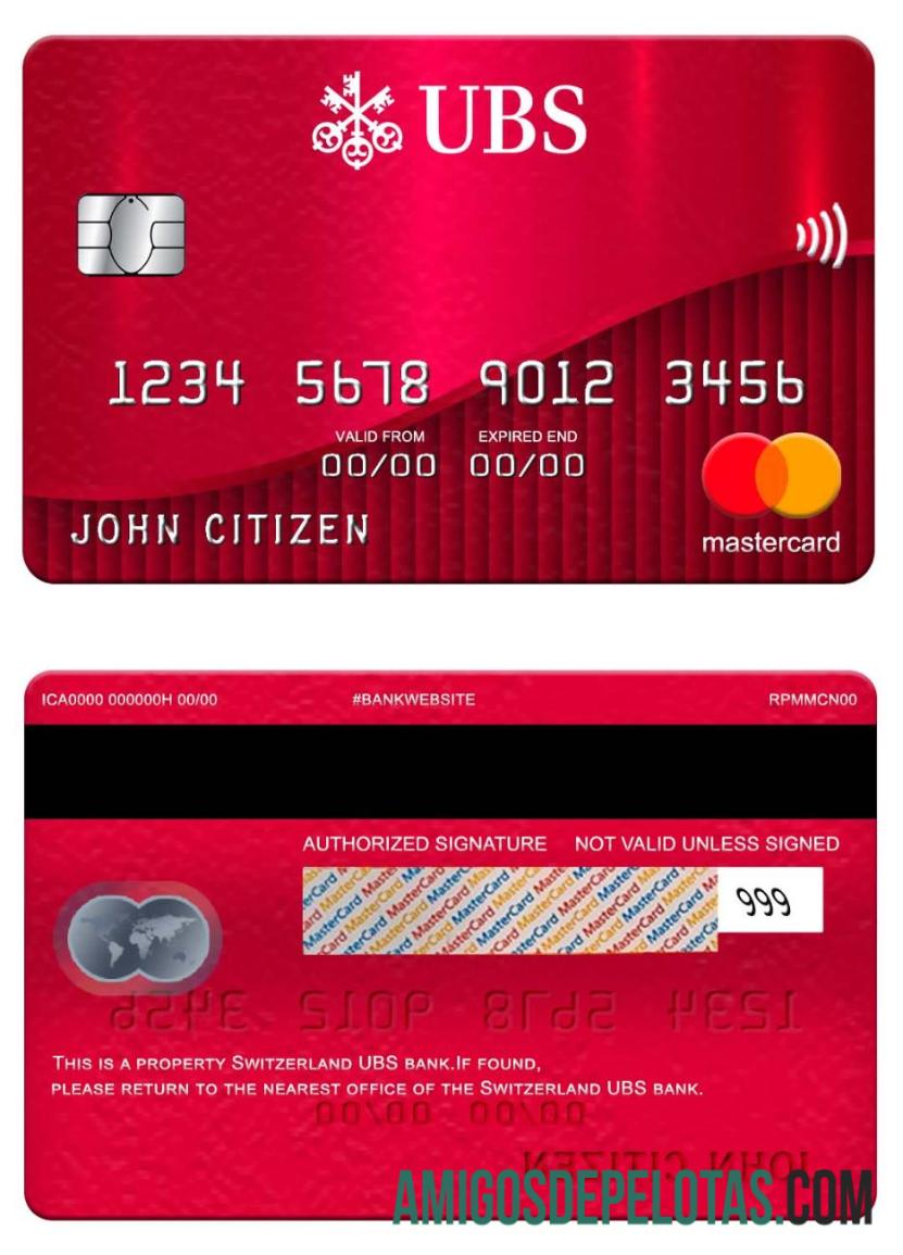 Suíça UBS Bank Mastercard baixar para verificação